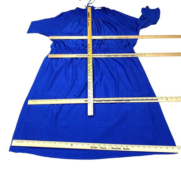 Skies Are Blue Dress Womens 3X Blue Lined Cinched Waist Round Neck Pullover - Picture 5 of 16